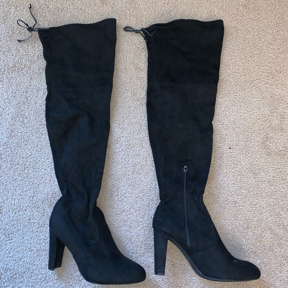 Over the Knee Black Suede Boots